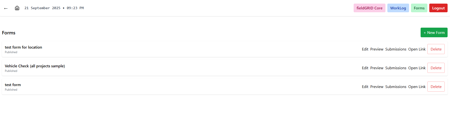 Forms builder & submissions